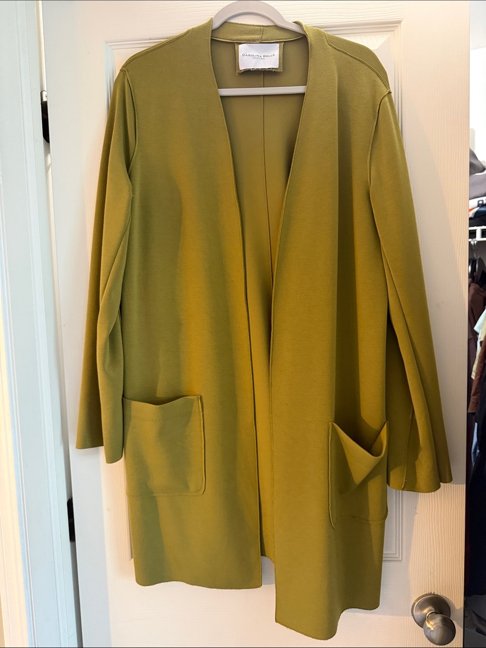 Caroline Belle Olive Open Cardigan Trench Coat
